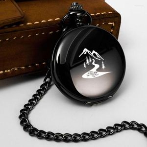 Montres de poche MOUNTAIN STREAM FISH graver texte cadeaux horloge chaîne Fob montre en acier lisse Vintage romain numéro cadran pendentif