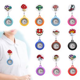 Pocket Watchs Mushroom Clip infirmière Revers Watch Fob For Nurses Doctors Clip-on Hanging Quartz Brooch Drop Lipt Otxff