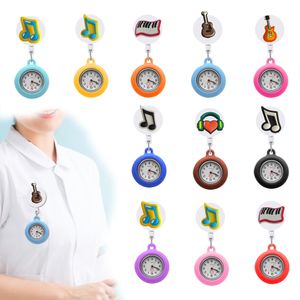 Pocket Watches Music Clip intrekbaar ziekenhuis medische werknemers badge reel verpleegster kijken broche fob met tweedehands voor vrouwen en mannen dr oth9j