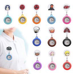 Montres de poche Naruto Clip Doctor Infirmière Watch for Women and Men Brooch Pin-on FOB AVEC LA DROINT DE LA MAIN OT0CD