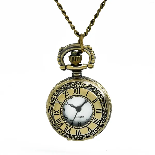 Montres de poche OZEN (3017) 12 pièces/lot, Vintage, chiffres romains antiques, montre en Bronze, collier, chaîne, pendentif, cadeau de fête, Quartz pour hommes