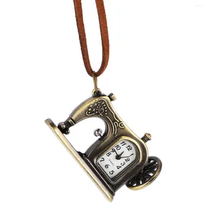 Montres de poche pendentif montre numérique rétro décoratif tissu décoration Machine à coudre en alliage de Zinc chandail forme suspendu cou