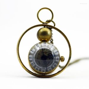 Montres de poche Design personnalisé Mini boule de cristal montre mécanique manuelle rétro Steampunk Gentleman Style collier pendentif horloge