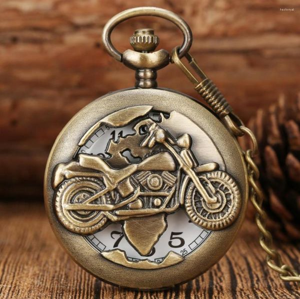 Montres de poche Punk Cool Vintage moto Design montre pour hommes Quartz collier pendentif horloge Steampunk mâle Antique montre