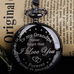 Pocket Watches Quartz Watch gegraveerde kettingketen Clock Grandfather Festival Gift