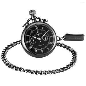 Pocket horloges retro gouden carving case stopwatch -functie Romeinse cijfers clip fob chain mannen kwarts beweging sieraden /ksp091