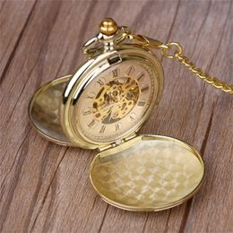 Zakhorloges Retro Gouden Fob Volledig Dubbel Mechanisch Gegraveerd Heren Dameshorloge Ketting verpleegster horloge 220916