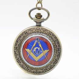 Relojes de bolsillo Retro Masones Masonería G Fob Reloj de cuarzo mujeres colgante analógico Collar hombres mujeres regalo Montre Reloj