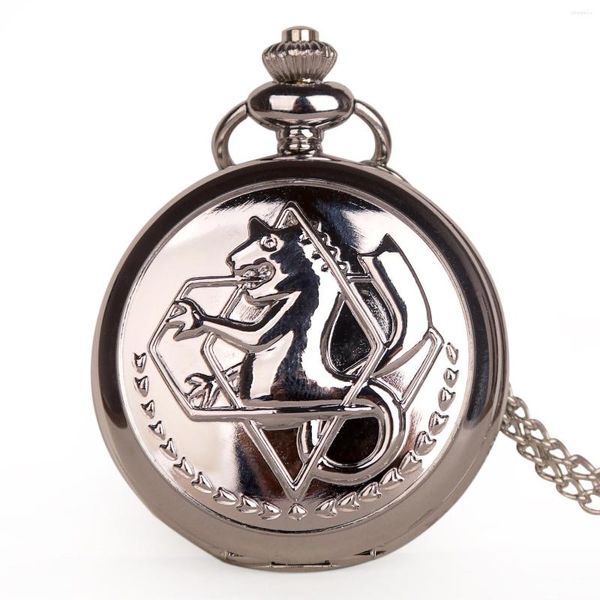 Montres de poche rétro argent Quartz japonais Anime Fullmetal alchimiste avec collier chaîne montre pour horloge hommes femmes