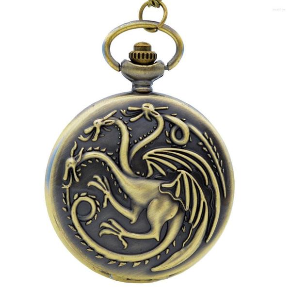 Relojes de bolsillo Retro Vintage House Targaryen Una canción de hielo y fuego Reloj de cuarzo Collar Hombres Mujeres Regalo de Navidad Feminino Montre De Poche