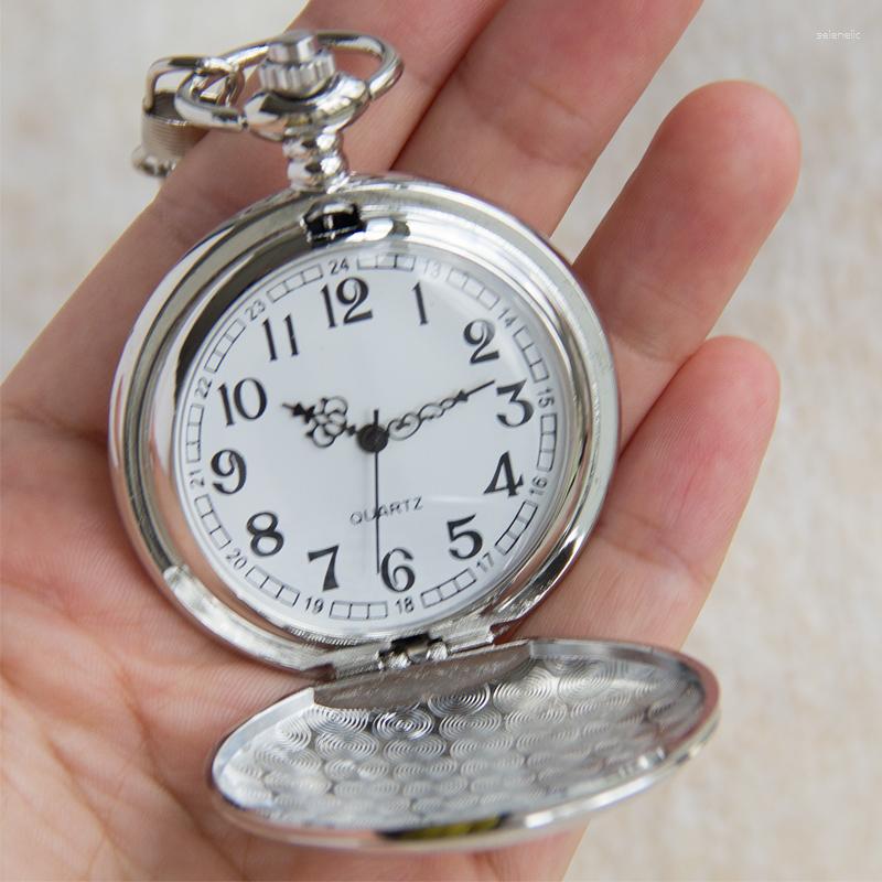 Pocket Watches Round Vintage Metal Watch With Chain Antique Style