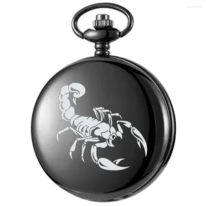 Montres de poche Scorpion Design cool sculpture de l'alphabet anglais Regardez une chaîne de courroie Black Quartz Birthday Perfect Gift for Boys