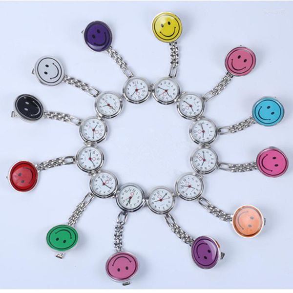 Relojes de bolsillo Sdotter S Reloj Moda Linda Sonrisa Cuarzo Colgante Clip-on Fob Reloj Bo