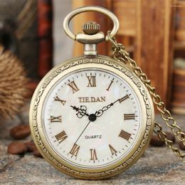 Pocket horloges Shell Dial Kwarts Watch Women 80cm Slim 30 cm dikke ketting Exquise mannelijke hanger Gift Zuster Klokje Relogio de Bolso