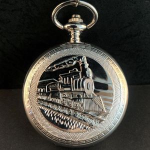 Montres de poche en argent Vintage Antique mécanique Steampunk main vent décontracté hommes femmes pendentif avec chaîne cadeaux