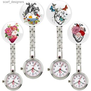 Montres de poche Arts de la mode Simple Fleurs papillon coeur amour soins médicaux infirmière infirmière médecin hospitalisation clips fob poche es cadeaux d'horloge y240410