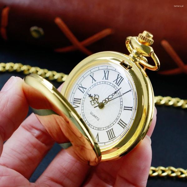 Relojes de bolsillo Simple Vintage Watch Round Chain Chain Quartz Color sólido Posto CF1510