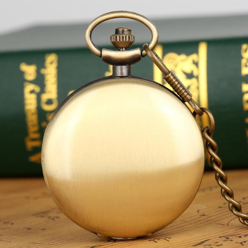 Zakhorloges Gladde bronzen kast Quartz horloge Arabische cijfers Legering Hanger Ketting Klok Papa Cadeau Heren Dames