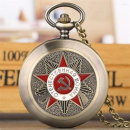 Pocket Watches Collar de recuerdo Mira la USSR CCCP Tema Tema Quartz Overd Old Fashioned Bronze Full Reloj Prop