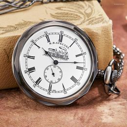 Pocket horloges Special Steampunk Mechanical Watch met ketting skelet met handwindende hangende taille Clock Men vertonen bronswit