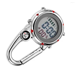 Montres de poche en acier inoxydable, crochet, laisse, sac à dos, mousqueton, nouveauté, accessoire à Quartz, Clip, boussole pour hommes et femmes, extérieur