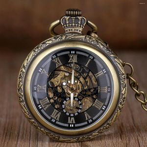 Relojes de bolsillo Steampunk antiguo Retro reloj mecánico Fob cadena acero exquisito encanto de lujo mujeres hombres Gifs