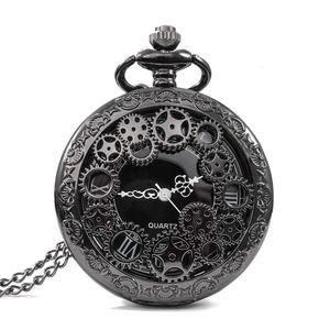 Montres de poche Steampunk cuivre Vintage engrenage creux montre à Quartz collier pendentif horloge chaîne hommes femmes avec cadeaux 230921