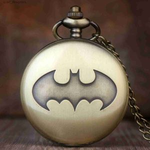 Pocket Watchs Steampunk Movie The Quartz Pocket For Men Pendant Collier 3D Retro Bronze Bat Fob ES pour les garçons Best Gift Enfants Y240410