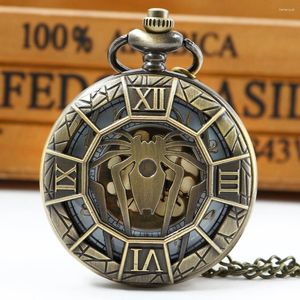 Montres de poche STEAMPUNK Vintage Hollow Spider Bronze Collier Watch For Kids Men Femmes Cool Pendante Chain Clock Collects Gifts