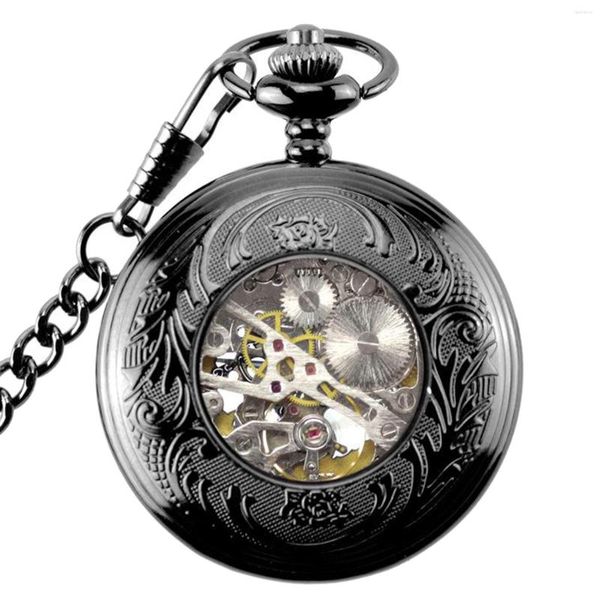 Relojes de bolsillo Steampunk Reloj mecánico vintage Cadena de 14 