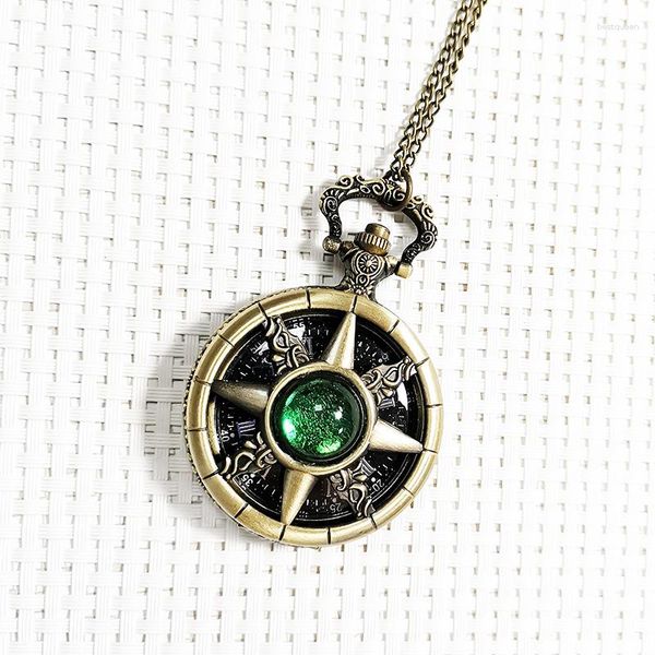 Relojes de bolsillo estilo pequeño modelo cielo estrellado reloj de cuarzo caja redonda colgante collar cadena exquisito reloj para hombres regalos