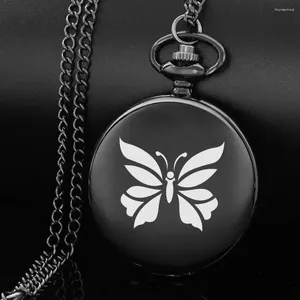 Pocket Watchs The Butterfly Design sculpture alphabet anglais Face Regardez un cadeau parfait en quartz noir