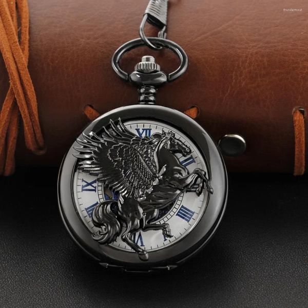 Relojes de bolsillo Tianma Reloj hueco Mecánico para hombres y mujeres Estilo de mano Steam Punk Collar Fob Cadena Reloj digital romano