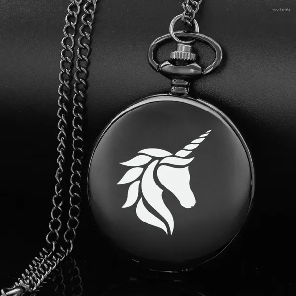 Gatchs de poche Uniconr Horse Design Smooth Quartz Collier Regarder Casual Chain Gift For Boys and Girls Unique Reloj de Bolsillo