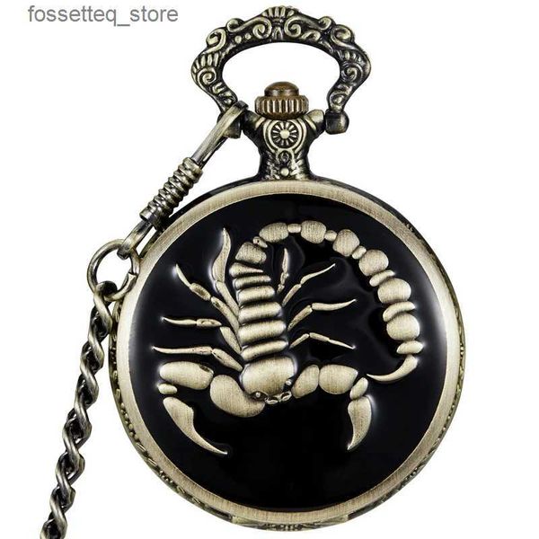 Relojes de bolsillo Único Cool Scorpion Pocket Skeleton Steampunk Mechanical Fob es Vintage Reloj Colgante Collar Cuerda manual L240322