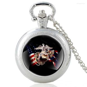 Zakhorloges Verenigde Staten Korps Mariniers Vintage Quartz Horloge Mannen Vrouwen Hanger Ketting Fob Ketting Uur Klok Geschenken