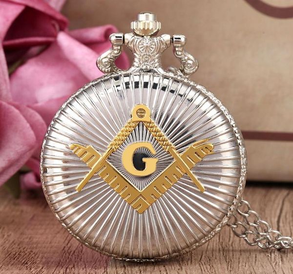 Pocket Watches Vine Freemasonry Watch Silver G Quartz Masonic Clock Collar Regalo para hombres Freemasons RELOJ DE BOLSILLOPOCK4480642