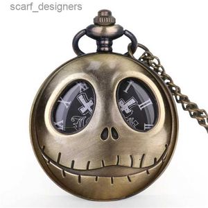 Montres de poche Bronze Vintage Big Eyes Design Collier de poche Collier de poche à la mode