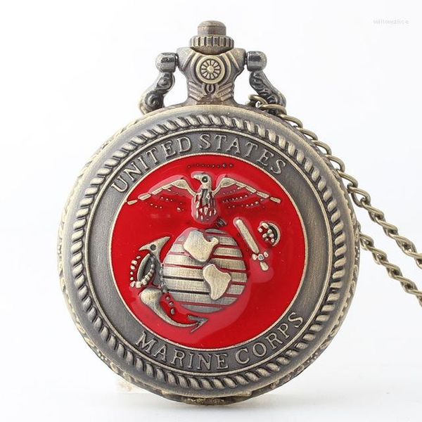 Pocket Watches Vintage Bronze Mens Estados Unidos Marina Marina Cuerpo de relojes Regalos para hombres Biños Man retro envío