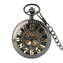 Pocket Watches Vintage Bronze Women Men Mechanisch Poket Simple Pendant Skull Mannelijke Necklace Watch Automatisch voor geschenken