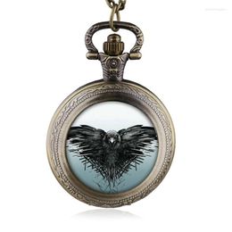 Pocket Watches Vintage Charm Eagle Fashion Roman Number Quartz Steampunk Watch Women Man ketting hanger met kettinggeschenken