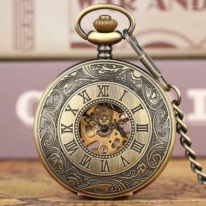 Montres de poche Vintage charme chiffres romains mécanique remontage manuel montre pour hommes Antique élégant cadeau de Thanksgiving montre rétro