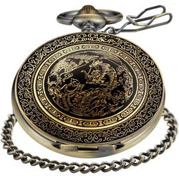 Relojes de bolsillo Diseño chino chino Dragón Reloj Flip Collar de collar de marcador blanco Reloj FoB Reloj para hombres