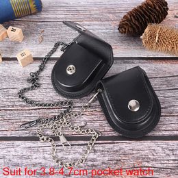 Pocket Watches Vintage Classic PU Leather Pocket Pocket Watch Box Holder Storage Case Coin Pouch met ketting