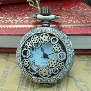 Montres de poche Vintage classique Nature Bronze Design montre à Quartz analogique pendentif collier hommes femmes amoureux chaîne enfants cadeau