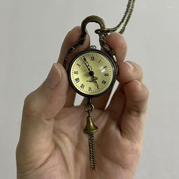 Relojes de bolsillo Vintage lindo pequeño reloj de cuarzo de bola para hombres mujeres caja transparente Fob cadena colgante collar reloj colección regalo