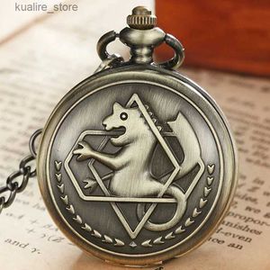 Pocket horloges vintage fullmetal alchemist mechanische pocket man cosplay edward elric anime ontwerp mannelijke hang ketting kettingklok cadeau l240402