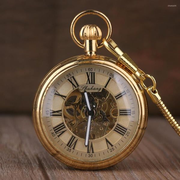 Relojes de bolsillo Vintage London Steampunk Reloj mecánico Hombres y mujeres Joyería de bronce