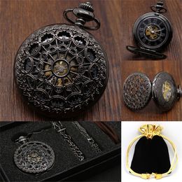 Pocket horloges vintage mechanisch horloge set luxe hanger voor heren klok ketting ketting zakje tas reloj de bolsillo 230426