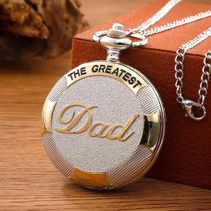 Montres de poche Vintage argent doré luxe le plus grand papa montre à Quartz Fob chaîne collier hommes pères cadeaux horloge Relogio De Bolso 231216